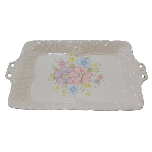 Vintage Floral Ceramic Cream-Coloured Tray - Picture 2 of 8